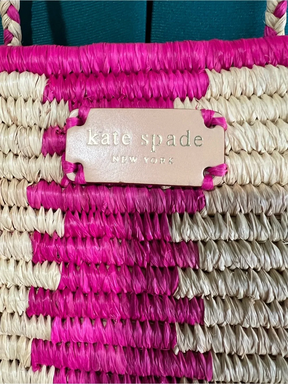 Kate Spade Pink and Cream Woven Stripe Tote